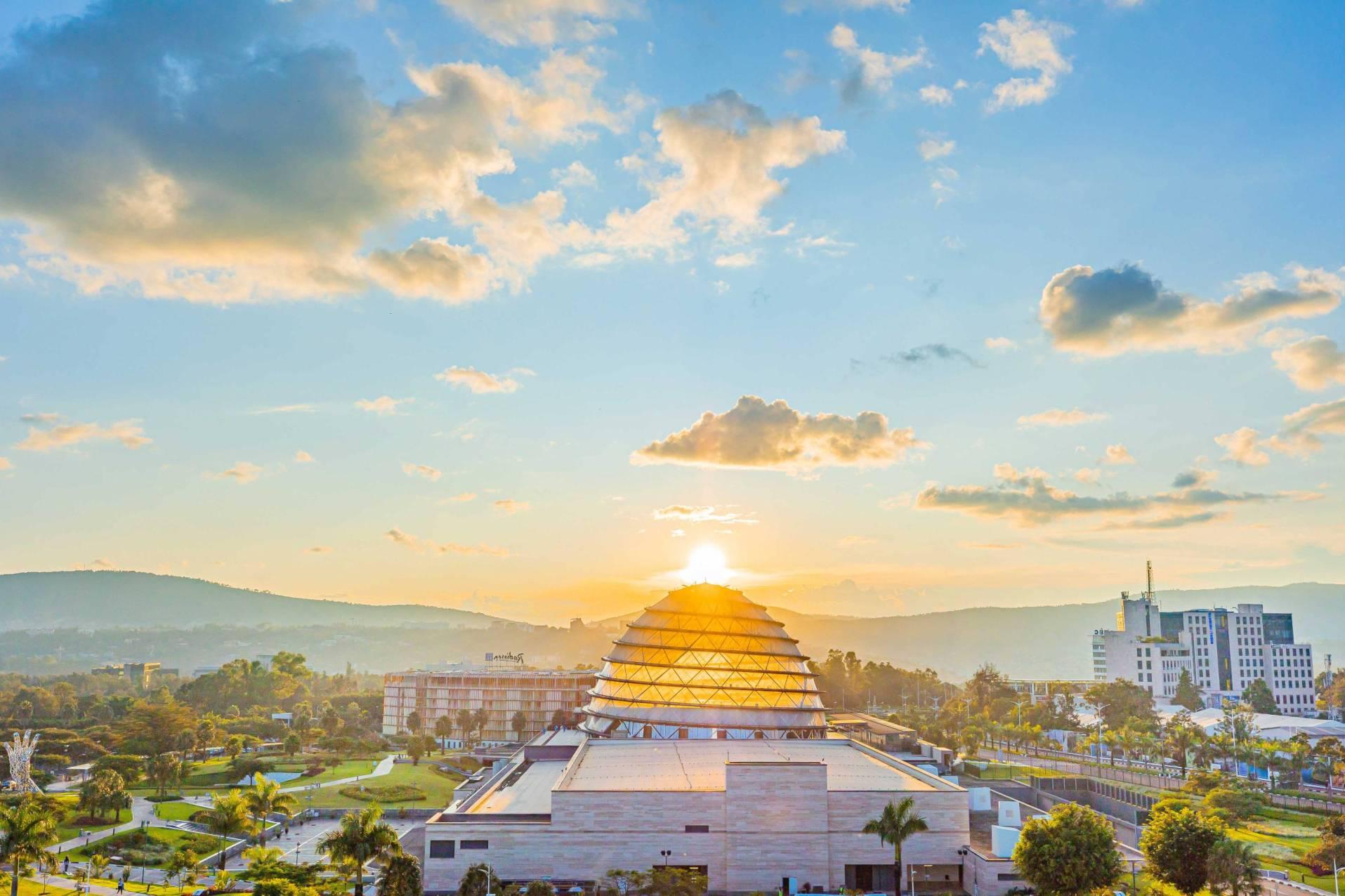 Kigali Convention Centre at sunset